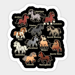 Fun Horse Breeds Design - Equestrian Horse Riding Graphic Sticker